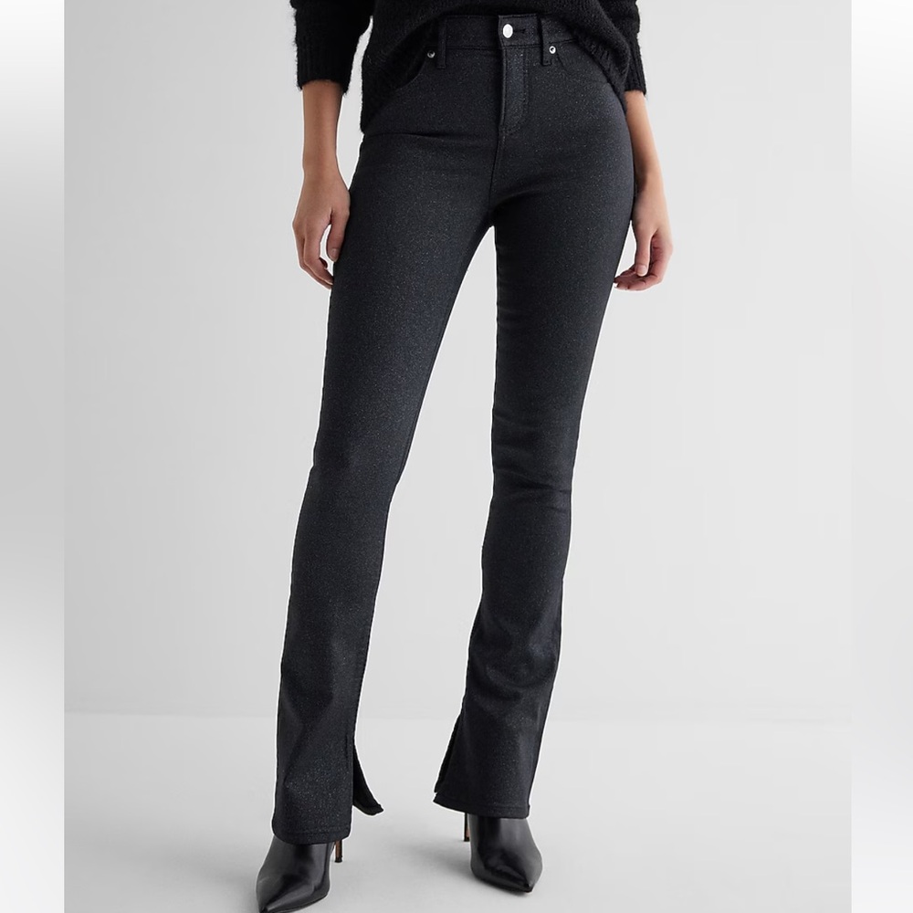 NWT express mid rise black sparkle skyscraper jeans